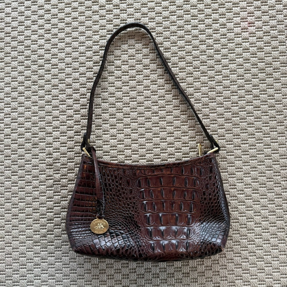 Brahmin anytime mini Melbourne embossed leather croc shoulder bag